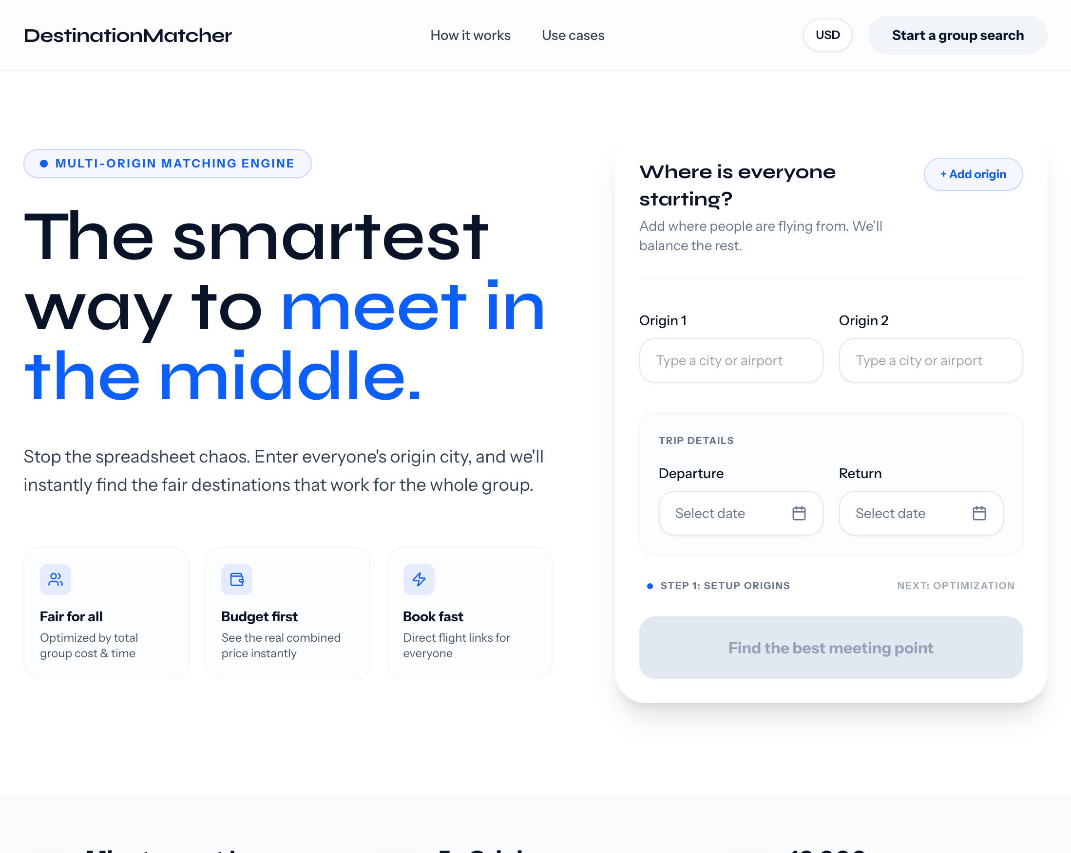 DestinationMatcher website screenshot