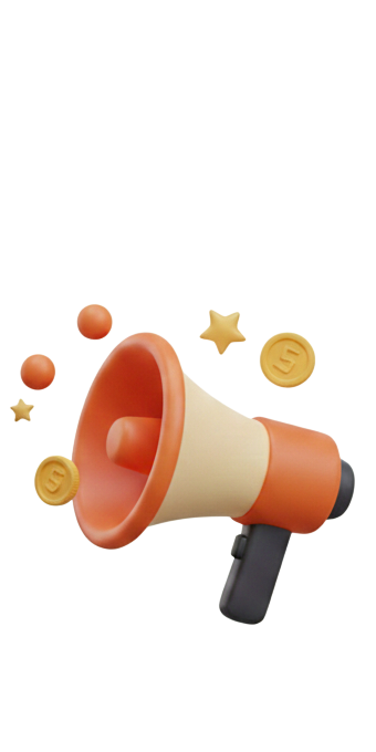 3D megaphone icon representing brand strategy